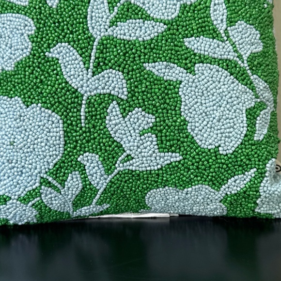 Kate Spade target beaded front toss pillow.  Green and Blue Floral 12x12 - Picture 7 of 13